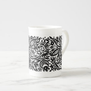 BW Bird Art Cutouts Bone China Mugg Benporslin Mugg