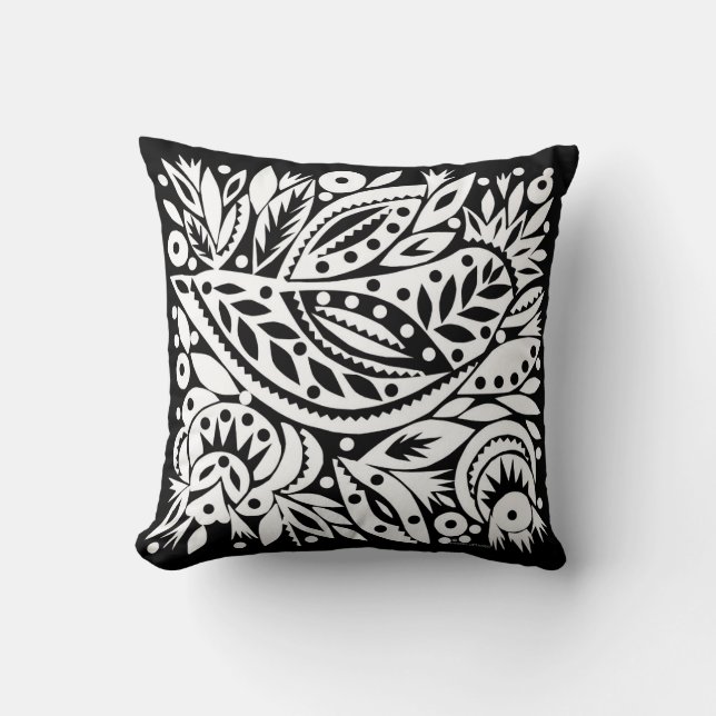 BW Bird Art Cutouts Reversible Pillow Kudde (Framsida)
