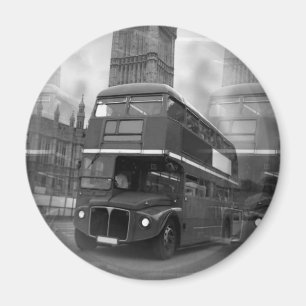 BW Black & White London Buss & Big Ben Magnet