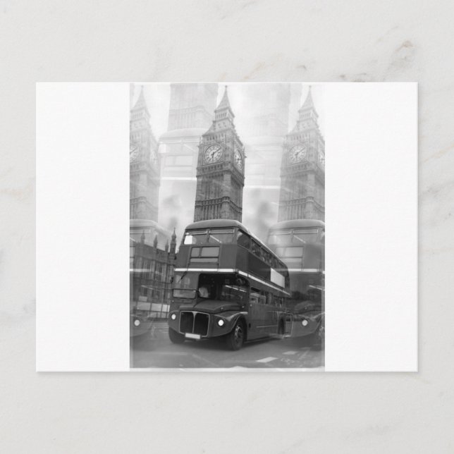 BW Black & White London Buss & Big Ben Vykort (Framsida)
