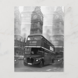 BW Black & White London Buss & Big Ben Vykort