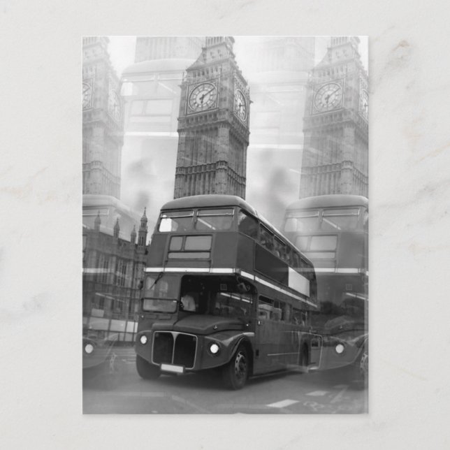 BW Black & White London Buss & Big Ben Vykort (Framsida)