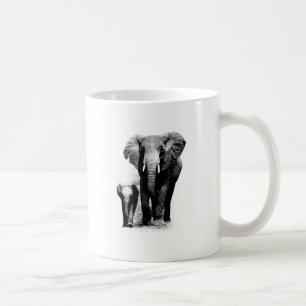 Bw-elefant & babyelefant kaffemugg