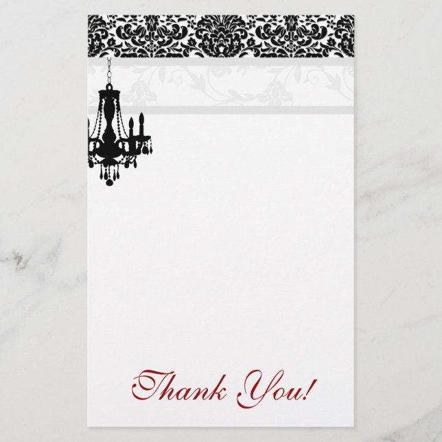 BW för damast för ljuskronatackbrevpapper Brevpapper (Framsida)