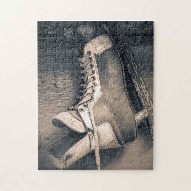 BW för vintagehockeyskridsko Pussel (Vertikal)