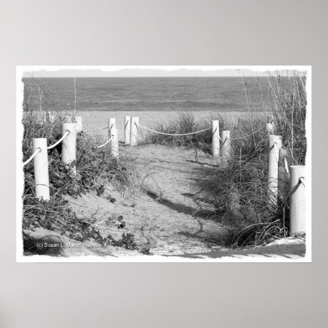 BW Fort Pierce, Florida-strandpromenaddune avropad Poster (Framsidan)