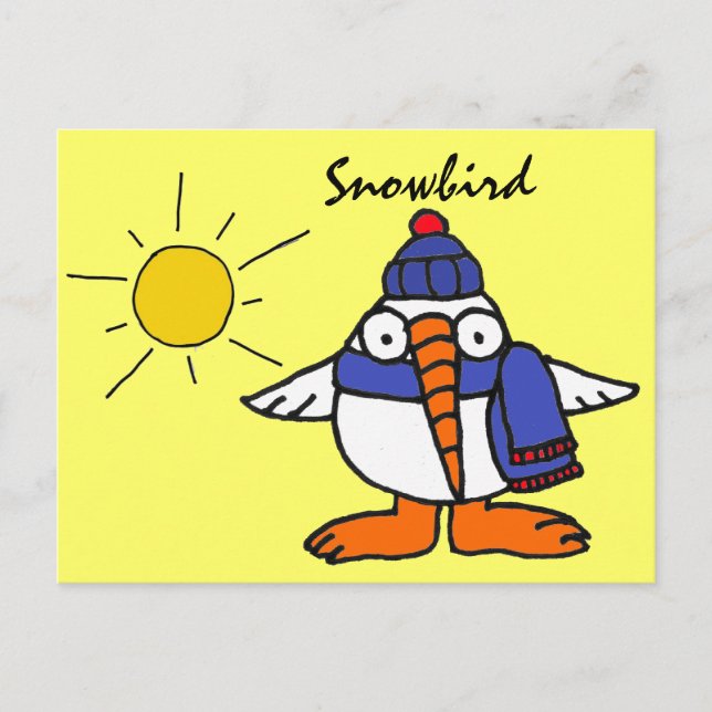 BW-funny Snowbird-vykort Vykort (Framsida)