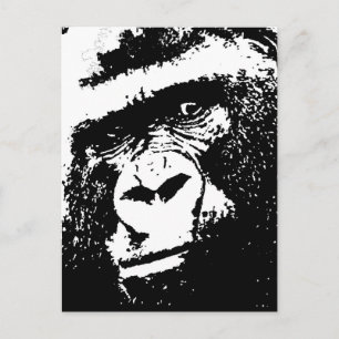 BW Gorilla Ansikte Vykort