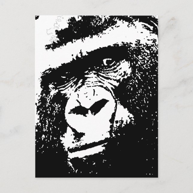 BW Gorilla Ansikte Vykort (Framsida)