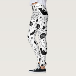 BW Mönster Art Halloween Mönster Halloween Art Leggings