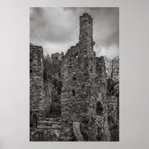 BW Mystras Ruins, Peloponnesese, Grekland Poster