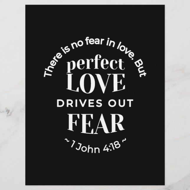 BW 'Perfekt Kärlek Drives Out Fear' - 1 John 4:18 Reklamblad (Framsidan)