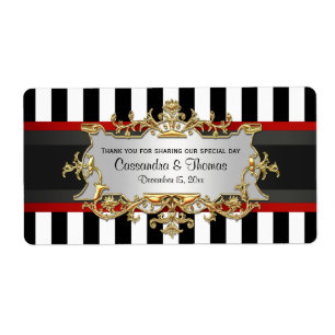 BW Rand, Black Red Ribbon H Vin Flaska-etikett Fraktsedel