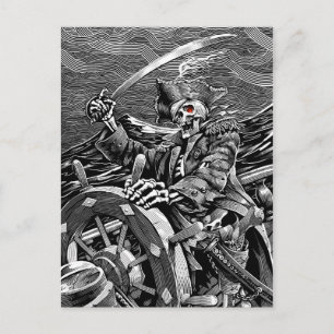 BW Skeleton Pirat vykort