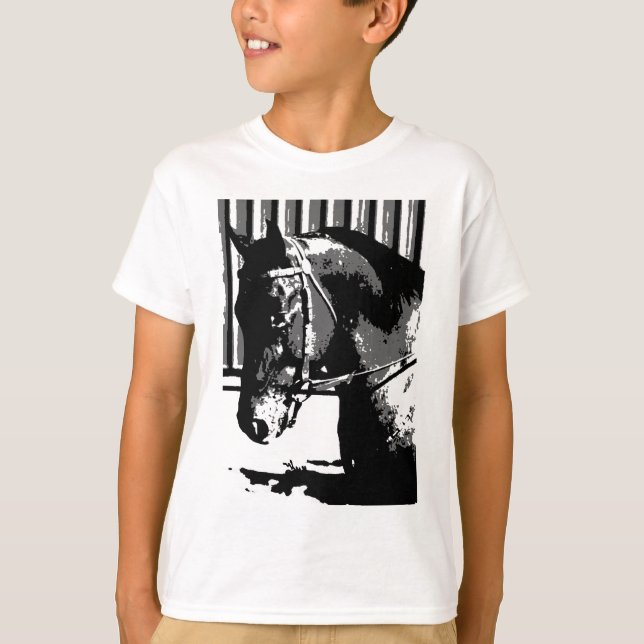 BW Stallion Horse T-shirt (Framsida)