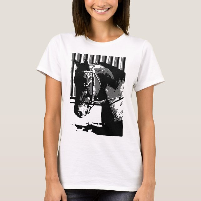 BW Stallion Horse Tee Shirt (Framsida)