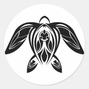 BW Tribal Sea Turtle Sticker Runt Klistermärke
