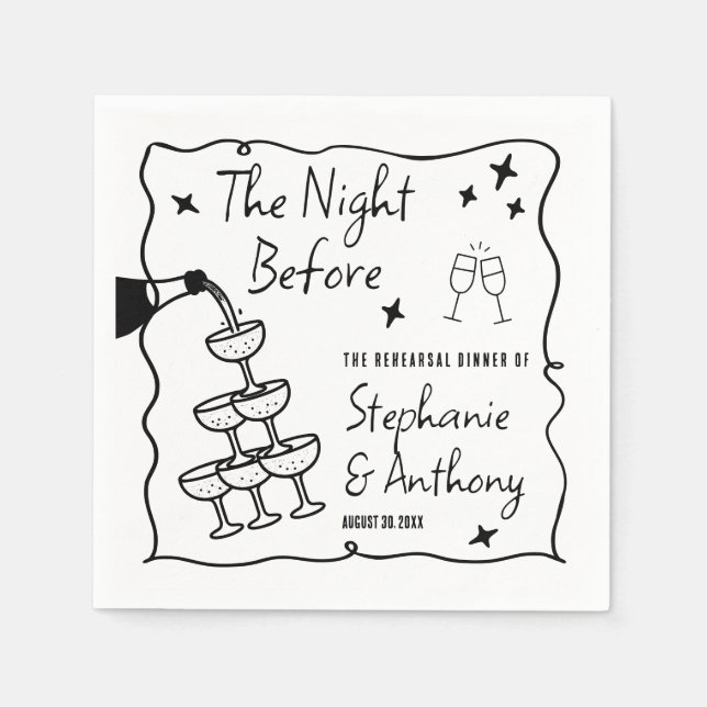 BW Whimsical Ram och Champagne natten före Pappersservett (Framsidan)
