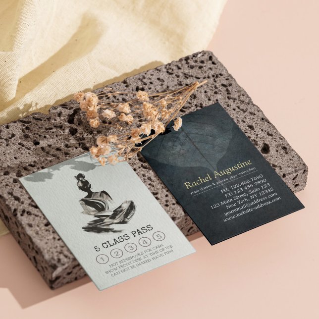 BW Yoga Instructor Brushstrokes Class Pass Loyalty Lojalitetskort (Skapare uppladdad)