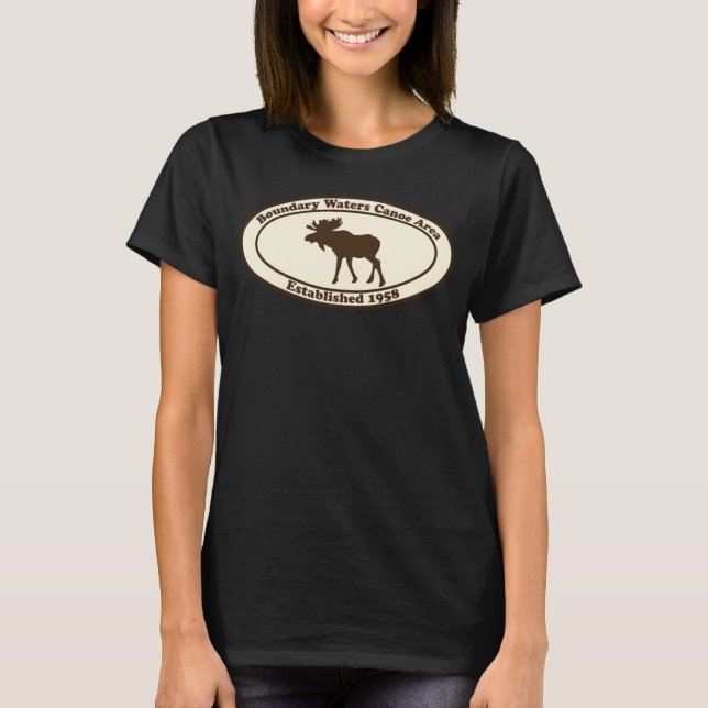 BWCA Boundary Waters Canoe Area Minnesota Moose T Shirt (Framsida)