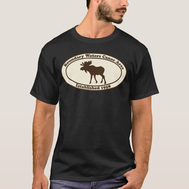 BWCA Boundary Waters Canoe Area Minnesota Moose T Shirt (Framsida)