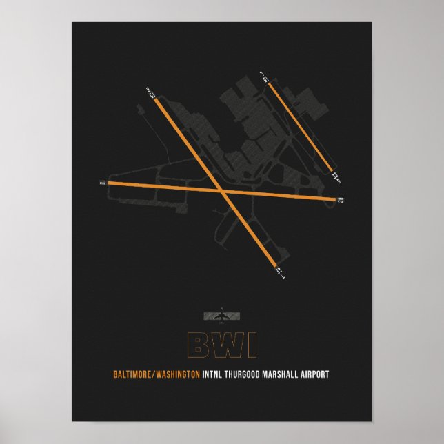 BWI - Baltimore/Washington Airport Diagram Poster (Framsidan)