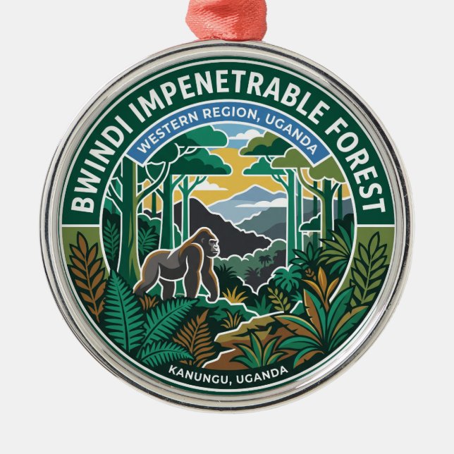 Bwindi-skogen Uganda Julgransprydnad Metall (Framsidan)