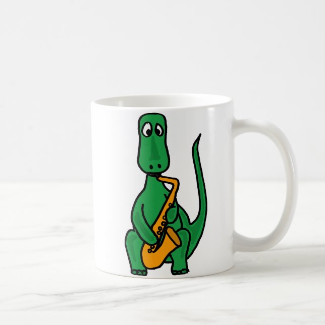 BX-, Dinosaur Plaing saxofonmuggen Kaffemugg (Höger)