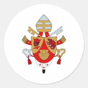 BXVI Pope Jackar Emblem Heraldry Officiell Symbol Runt Klistermärke