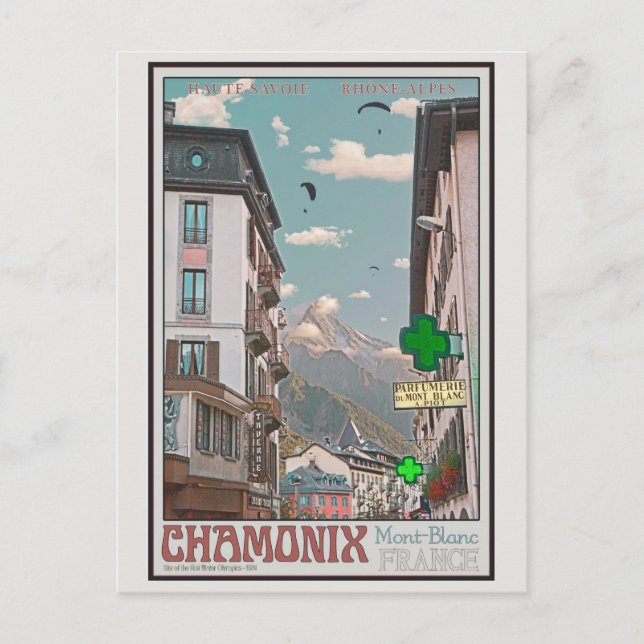 By av Chamonix (vit) Vykort (Framsida)