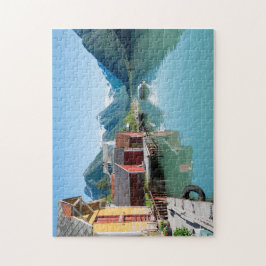By av Fjærland och en fjord i norgejigsaw Pussel
