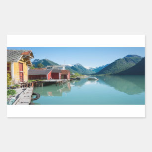 By av Fjærland och en fjordrektangelklistermärke Rektangulärt Klistermärke