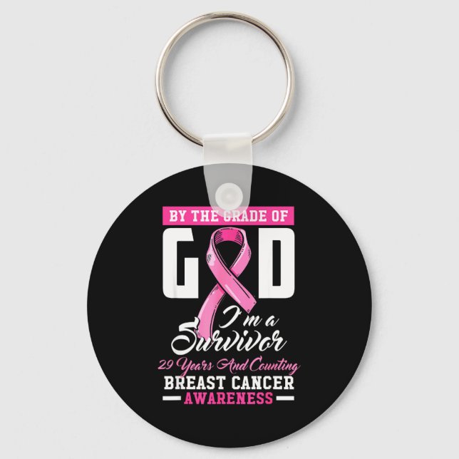 By The Grace Of God Survivor 29 Year Breast Cancer Nyckelring (Framsida)