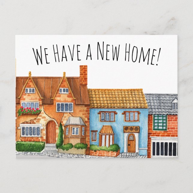 Bybyte i Adress i färglös engelska Vykort (Framsida)