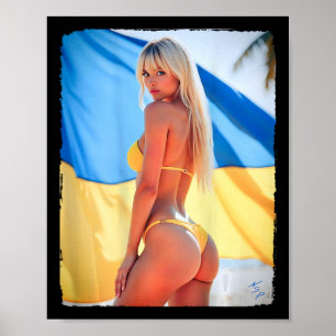 Byck Print T-Shirt - Y Blond Tjej I Bikini Och Ukr Poster