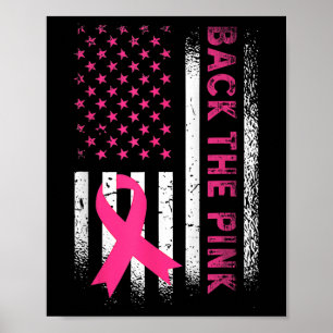 Byck Rosa Ribbon American Flagga Breast Cancer A Poster