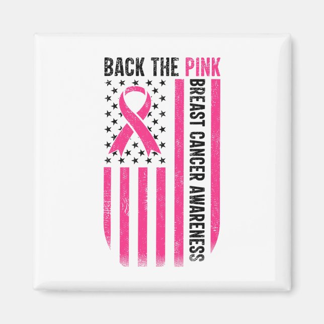 Byck ut Rosa Breast Cancer Awareness Flagga Småbar Magnet (Framsidan)