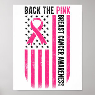 Byck ut Rosa Breast Cancer Awareness Flagga Småbar Poster