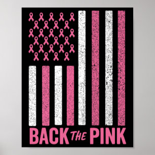Byck ut Rosa Breast Cancer Awareness Flagga Wom Poster