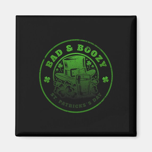 Byd Och Berusad St Patricks Day Dricker Shamrock V Magnet (Framsidan)