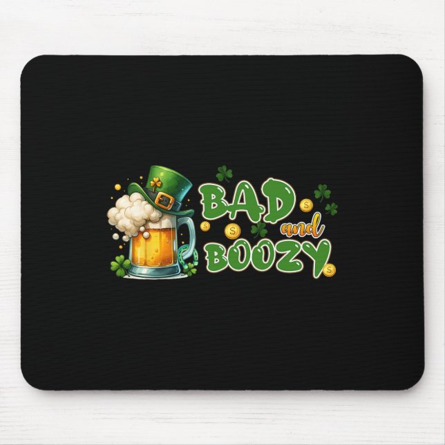 Byd och Boozy St patricks day Funny Irish St Paddy Musmatta (Framsidan)