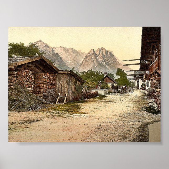 Bygata, Garmisch, Oberbayern, Tyskland c Poster (Framsidan)