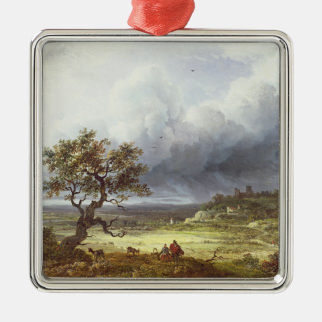 Bygd under en stormig himmel julgransprydnad metall (Framsidan)