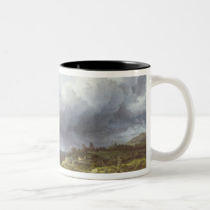 Bygd under en stormig himmel Två-Tonad mugg