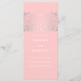 Bygdsilver blommar rosa bröllopsprogram program