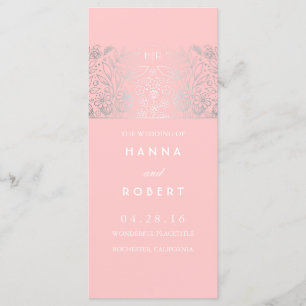 Bygdsilver blommar rosa bröllopsprogram program