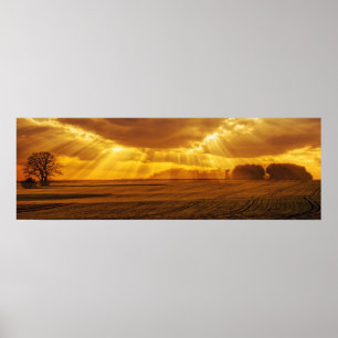 Bygdsolnedgångpanorama Poster