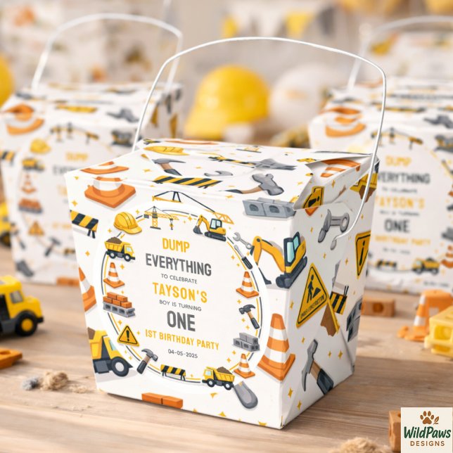 Bygg 1-års födelsedag | Byggarbilkalas Presentaskar (Construction 1ST Birthday | Builder Truck Party Favor Boxes
)