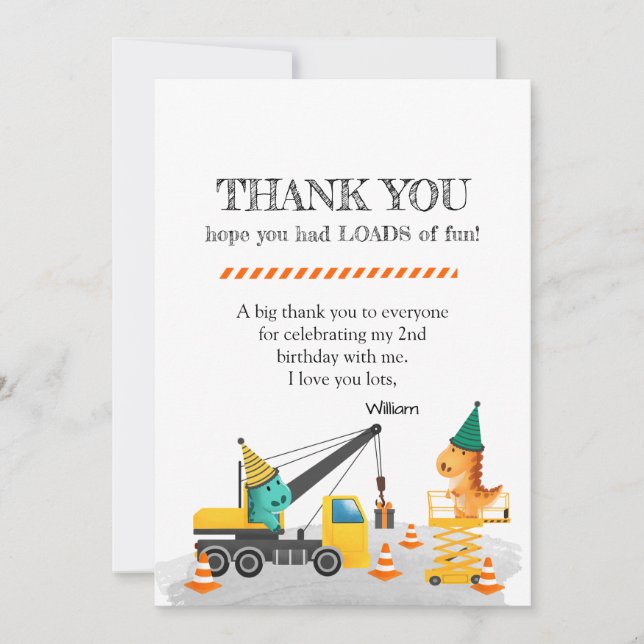 Bygg 2:a födelsedag Party, dinosaur Theme Inbjudningar (Framsida)