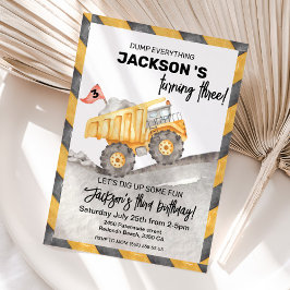 Bygg 3-års födelsedags Dump Truck-fest Inbjudningar